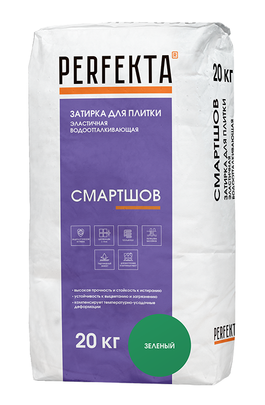 Изображение смартшов водоотталкивающая эластичная затирка perfekta зеленый 20 кг 