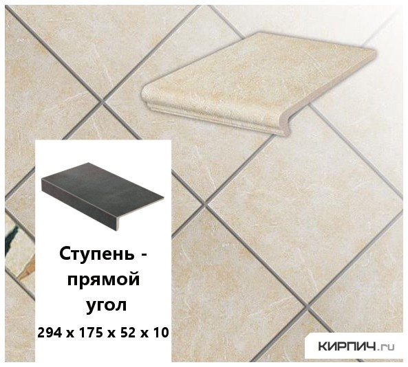 Изображение клинкерная ступень прямоугольная  stroeher keraplatte roccia 833 corda, 294x175x52x10 
