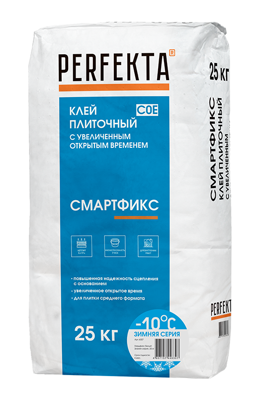 Изображение клей для керамической плитки и керамогранита смартфикс зима perfekta 25 кг 