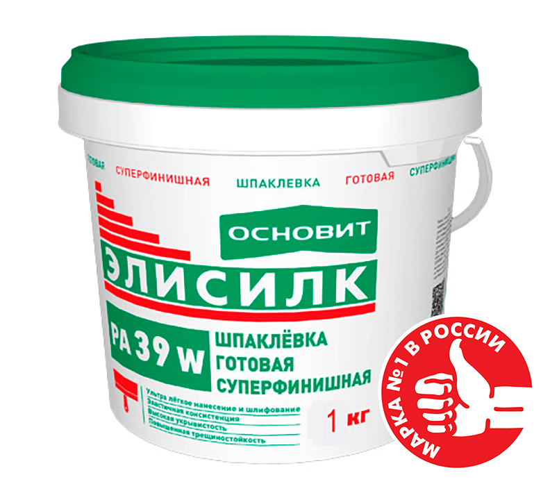 Шпаклевка готовая суперфинишная ЭЛИСИЛК PA39 W ОСНОВИТ 1 кг  – 1