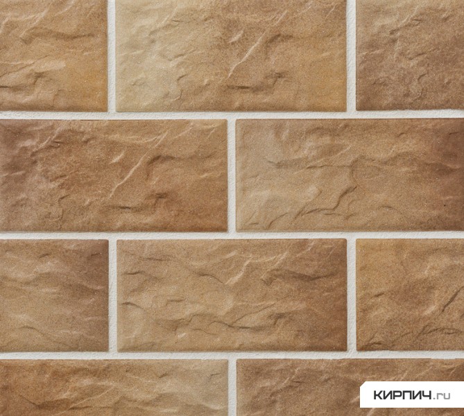 Плитка фасадная клинкерная Stroeher крупноформатная KERABIG KS 14 braun-bunt рельефная глазурованная 302x148x12  – 1
