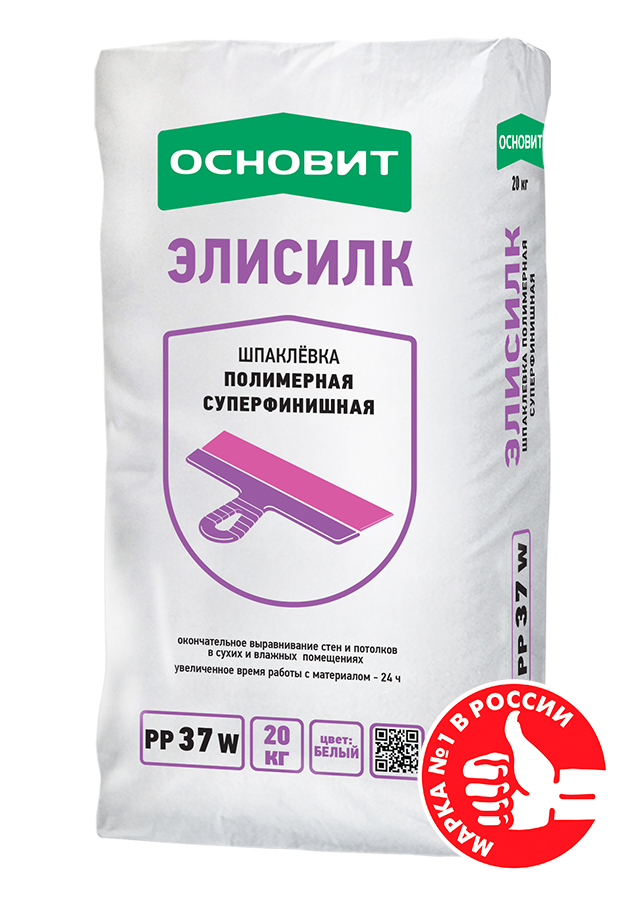 Изображение шпаклевка полимерная суперфинишная элисилк pp37 w белая основит 20 кг 
