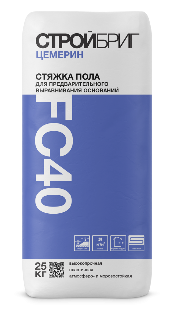 Изображение стяжка пола высокопрочная стройбриг цемерин fc 40 25 кг