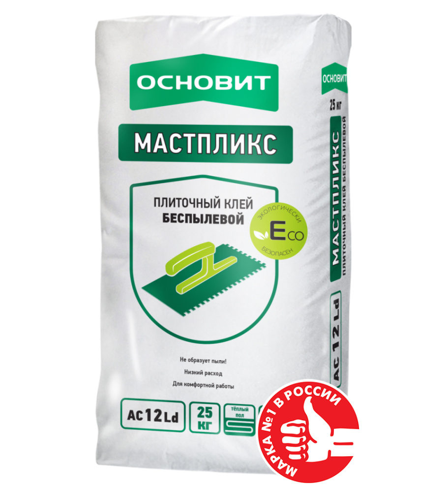 Изображение плиточный клей усиленный беспылевой мастпликс eco ac12  основит 5 кг