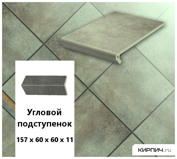 Изображение клинкерный угловой подступенок stroeher keraplatte aera 711 onda , 157х60х60х11 