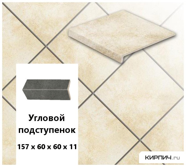Изображение клинкерный угловой подступенок stroeher keraplatte roccia x 920 weizenschnee, 157х60х60х11 