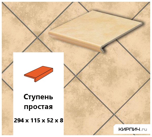 Изображение клинкерная ступень прямоугольная  euramic cavar e  541 facello, 294х115х52х8 