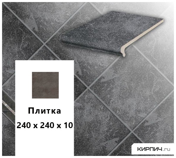 Изображение клинкерная напольная плитка  stroeher keraplatte roccia 845 nero, 240х240х10