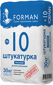 Изображение штукатурка гипсовая ручного нанесения forman №10 professional белый 30 кг 