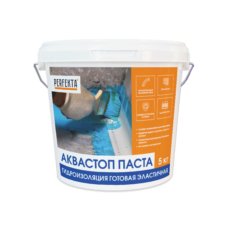 Изображение гидроизоляция готовая акриловая perfekta аквастоп паста 5 кг 