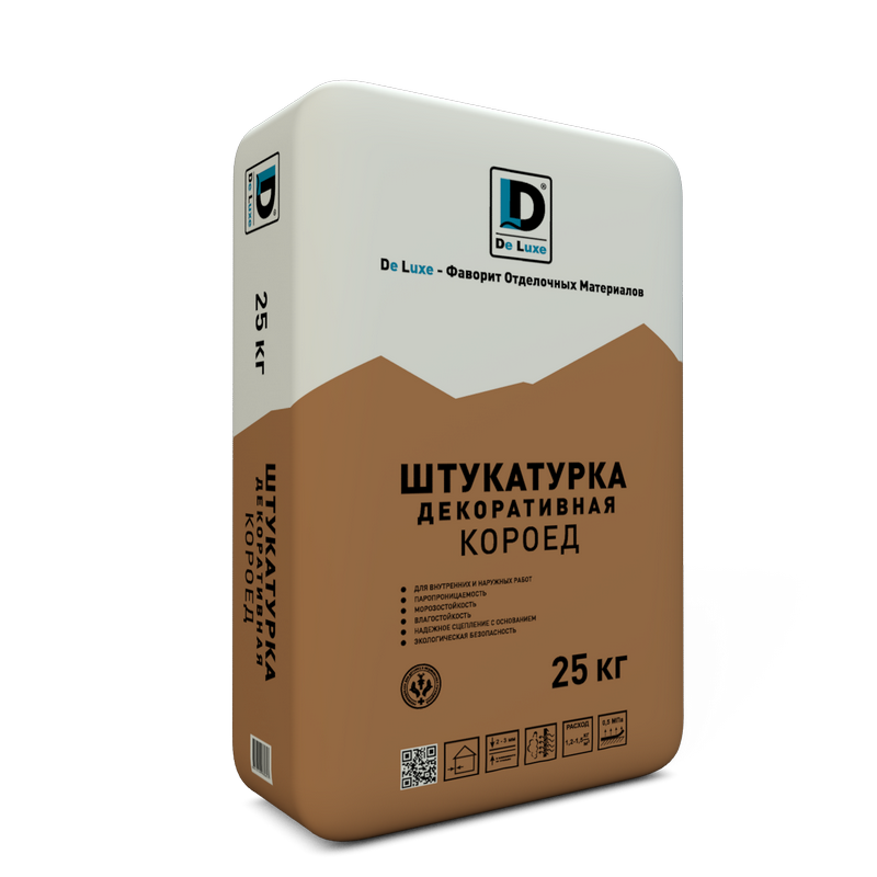 Изображение штукатурка декоративная "короед" de luxe (зерно 2мм), 25 кг