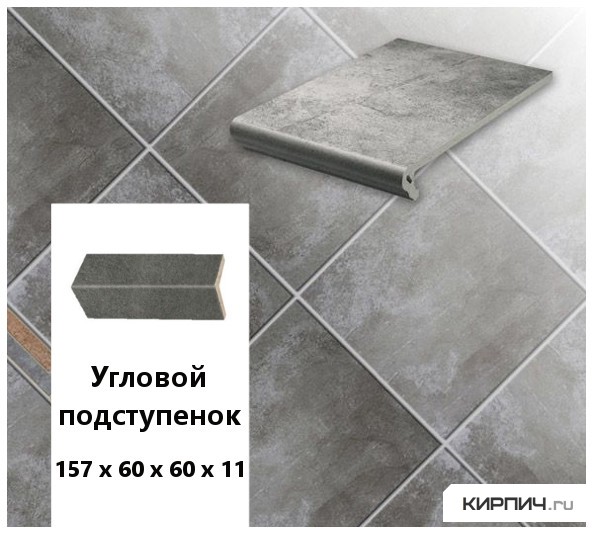 Изображение клинкерный угловой подступенок stroeher keraplatte aera 710 crio, 157х60х60х11 