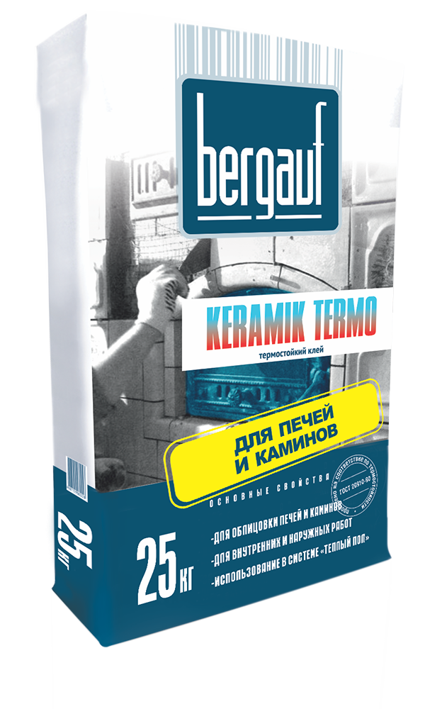Изображение плиточный клей цементный bergauf keramik termo 25 кг