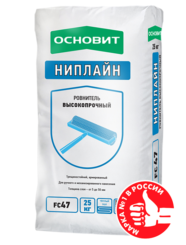 Изображение ровнитель для пола высокопрочный ниплайн fc47 основит 25 кг 