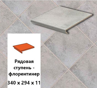 Клинкерная ступень-флорентинер Euramic CADRA E 522 nuba 340х294х11  – 1