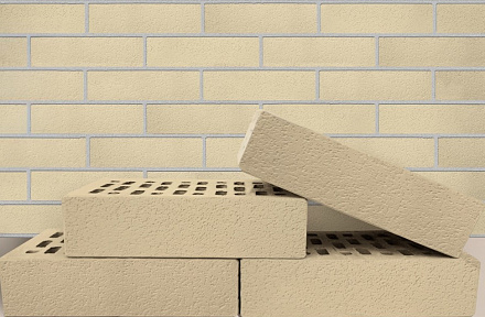 Кирпич облицовочный слоновая кость одинарный Шагрень Терекс – 1