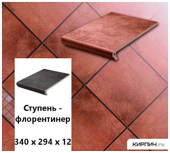 Клинкерная ступень-флорентинер Stroeher KERAPLATTE AERA 755 camaro, 340х294х12  – 1
