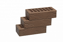 Кирпич облицовочный коричневый одинарный рустик ЖКЗ – 4