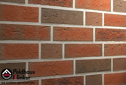 Кирпич клинкерный Feldhaus Klinker "Lava maron rustico K377NF90" рельефный 240х90х71  – 2