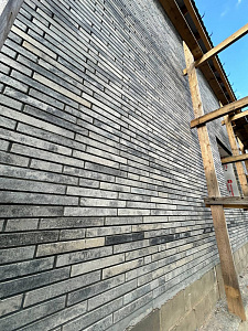 Кирпич гиперпрессованный ригельный Серый Обсидиан гладкий СПК – 3