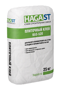 Плиточный клей для керамической плитки и керамогранита HAGAST KAS-520, Зимний 25кг – 1