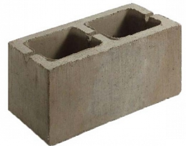 Блок пескоцементный стеновой Д 1250 2-х пустотный СКЦ 1Л 390х188х190  – 1