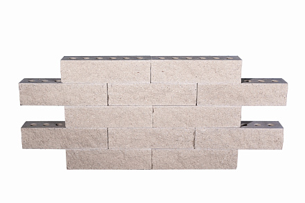 Кирпич гиперпрессованный одинарный Белый Кварц рустированный ложок СПК – 3