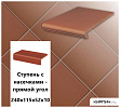 Клинкерная плитка для ступени с насечкой Stroeher  KERAPLATTE TERRA 215 patrizierrot,  240х115х52х10  – 1