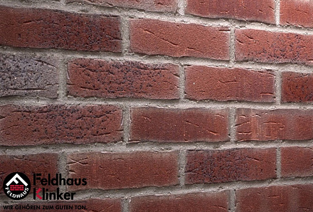 Плитка фасадная клинкерная Feldhaus Klinker R664NF14 Sintra cerasi aubergine рельефная, 240x71x14  – 3