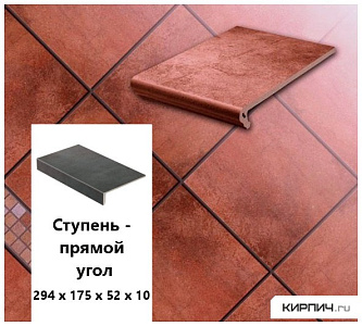 Клинкерная ступень прямоугольная  Stroeher KERAPLATTE AERA 755 camaro, 294x175x52x10  – 1