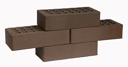 Кирпич облицовочный Темно-коричневый одинарный гладкий ЖКЗ – 8