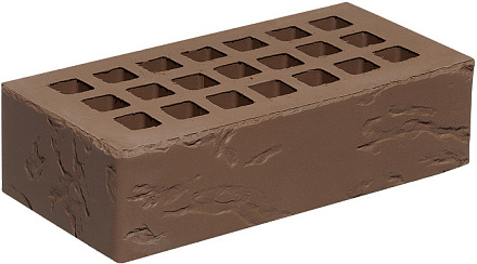 Кирпич облицовочный коричневый одинарный рустик ЖКЗ – 1