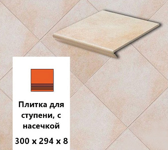Клинкерная плитка для ступени с насечкой Euramic CADRA 520 Sare, 300х294х8  – 1