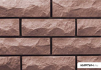 Силикатный кирпич темно-коричневый полуторный рустированный тычок КЗСК – 2
