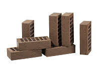 Кирпич облицовочный Темно-коричневый одинарный рустик ЖКЗ – 3