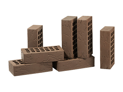 Кирпич облицовочный Темно-коричневый одинарный рустик ЖКЗ – 3