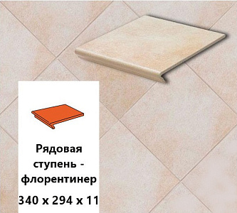 Клинкерная ступень-флорентинер Euramic CADRA E 520 sare, 340х294х11  – 1