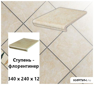 Клинкерная ступень-флорентинер Stroeher KERAPLATTE ROCCIA 833 corda, 340х240х12  – 1