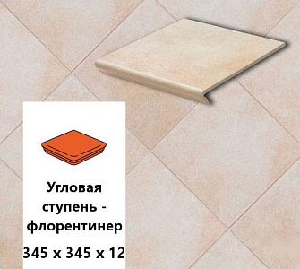 Клинкерная угловая ступень -флорентинер Euramic CADRA E 520 sare, 345х345х12 – 1